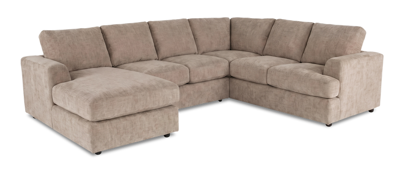 Sofa sectionnel de gauche 3 pièces avec fauteuil long personnalisable Curve de Sofa Lab fabriqué au Canada en tissu - Chenille Praline