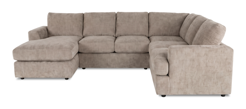Sofa sectionnel de gauche 3 pièces avec fauteuil long personnalisable Curve de Sofa Lab fabriqué au Canada en tissu - Chenille Praline