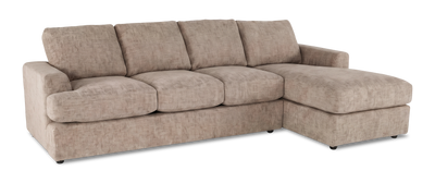 Made in Canada Customizable Sofa Lab Curve Fabric Right-Facing Sofabed Sectional - Chenille Praline | Sofa-lit sectionnel de droite personnalisable Curve de Sofa Lab fabriqué au Canada en tissu - Chenille Praline