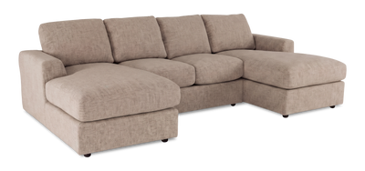 Made in Canada Customizable Sofa Lab Curve Fabric Double Chaise Sectional - Chenille Praline | Sofa sectionnel avec deux fauteuils longs personnalisable Curve de Sofa Lab fabriqué au Canada en tissu - Chenille Praline