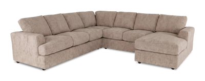 Made in Canada Customizable Sofa Lab Curve 4-Piece Right-Facing Sectional with Chaise - Chenille Praline | Sofa sectionnel de droite 4 pièces avec fauteuil long personnalisable Curve de Sofa Lab fabriqué au Canada en tissu - Chenille Praline