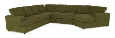 Made in Canada Customizable Sofa Lab Curve 4-Piece Right-Facing Sectional with Cuddler - Chenille Moss | Sofa sectionnel de droite 4 pièces avec fauteuil enveloppant personnalisable Curve de Sofa Lab fabriqué au Canada en tissu - Chenille Moss