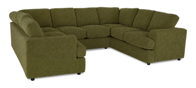 Made in Canada Customizable Sofa Lab Curve U-Shaped Sectional - Chenille Moss| Sofa sectionnel en U personnalisable Curve de Sofa Lab fabriqué au Canada en tissu - Chenille Moss