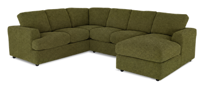 Made in Canada Customizable Sofa Lab Curve 3 Piece Right-Facing Fabric Sectional with Chaise – Chenille Moss | Sofa sectionnel de droite 3 pièces avec fauteuil long personnalisable Curve de Sofa Lab fabriqué au Canada en tissu - Chenille Moss
