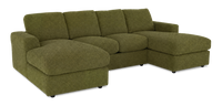 Sofa sectionnel avec deux fauteuils longs personnalisable Curve de Sofa Lab fabriqué au Canada en tissu - Chenille Moss