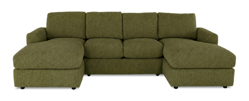 Sofa sectionnel avec deux fauteuils longs personnalisable Curve de Sofa Lab fabriqué au Canada en tissu - Chenille Moss
