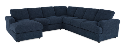 Made in Canada Customizable Sofa Lab Curve 4-Piece Left-Facing Sectional with Chaise - Chenille Pacific | Sofa sectionnel de gauche 4 pièces avec fauteuil long personnalisable Curve de Sofa Lab fabriqué au Canada en tissu - Chenille Pacific