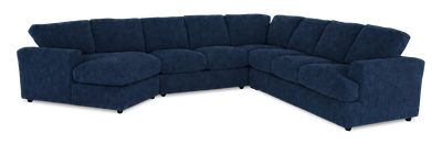 Made in Canada Customizable Sofa Lab Curve 4-Piece Left-Facing Sectional with Cuddler - Chenille Pacific | Sofa sectionnel de gauche 4 pièces avec fauteuil enveloppant personnalisable Curve de Sofa Lab fabriqué au Canada en tissu - Chenille Pacific