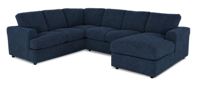 Made in Canada Customizable Sofa Lab Curve 3 Piece Right-Facing Fabric Sectional with Chaise – Chenille Pacific | Sofa sectionnel de droite 3 pièces avec fauteuil long personnalisable Curve de Sofa Lab fabriqué au Canada en tissu - Chenille Pacific