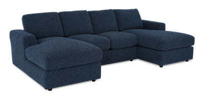 Made in Canada Customizable Sofa Lab Curve Fabric Double Chaise Sectional - Chenille Pacific | Sofa sectionnel avec deux fauteuils longs personnalisable Curve de Sofa Lab fabriqué au Canada en tissu - Chenille Pacific