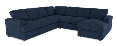 Made in Canada Customizable Sofa Lab Curve 4-Piece Right-Facing Sectional with Chaise - Chenille Pacific | Sofa sectionnel de droite 4 pièces avec fauteuil long personnalisable Curve de Sofa Lab fabriqué au Canada en tissu - Chenille Pacific