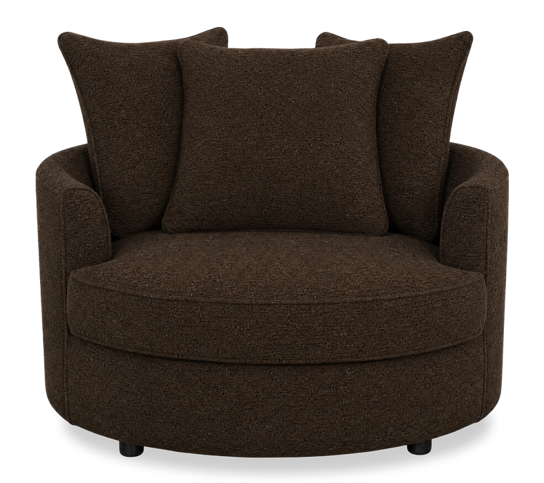 Fauteuil d’appoint enveloppant personnalisable Plush Cuddler de Sofa Lab de 48 po fabriqué au Canada en tissu - Teddy Walnut