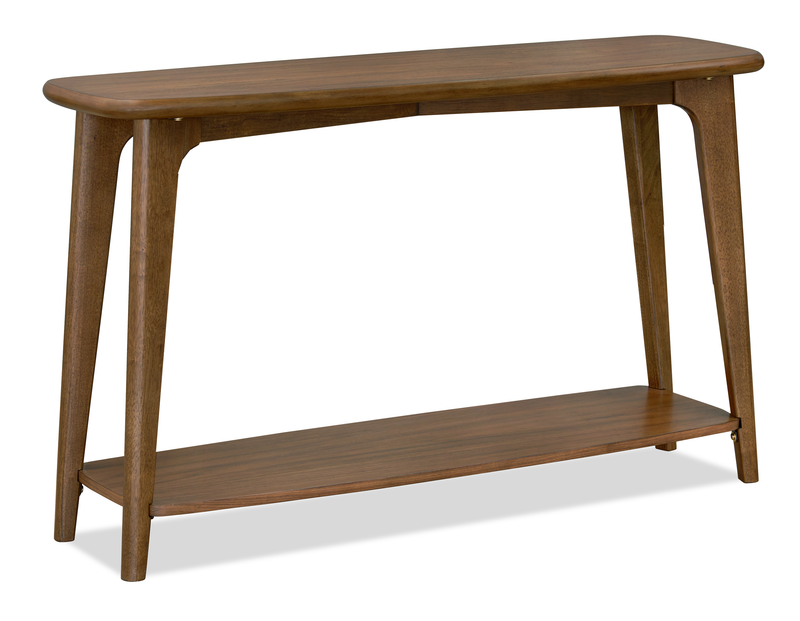 Table de salon ovale moderne Deco de 48 po avec tablette - noyer