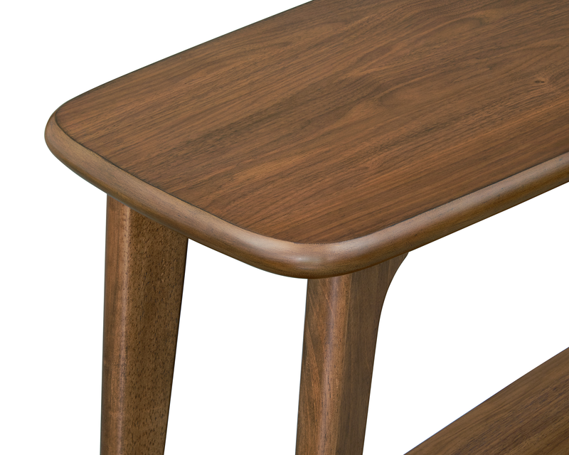 Table de salon ovale moderne Deco de 48 po avec tablette - noyer