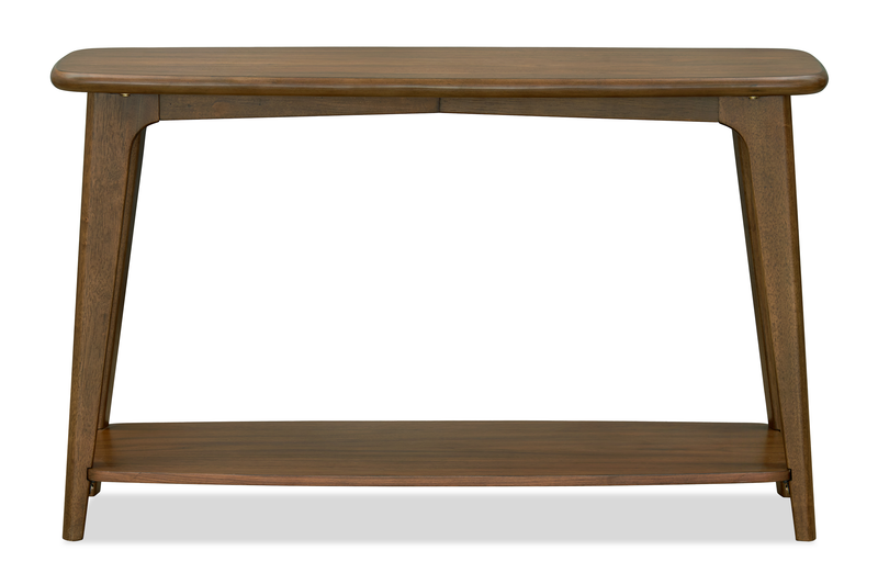 Table de salon ovale moderne Deco de 48 po avec tablette - noyer