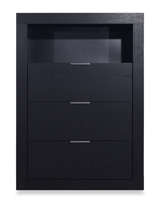 Commode verticale de chambre à coucher Delta de 32 po (l) x 44 po (H) à 3 tiroirs avec tablette de rangement - noire 