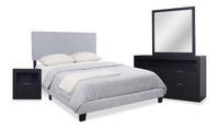  Ensemble de chambre à coucher Delta 6 pièces avec lit, commode, miroir et table de nuit, noir - format très grand lit