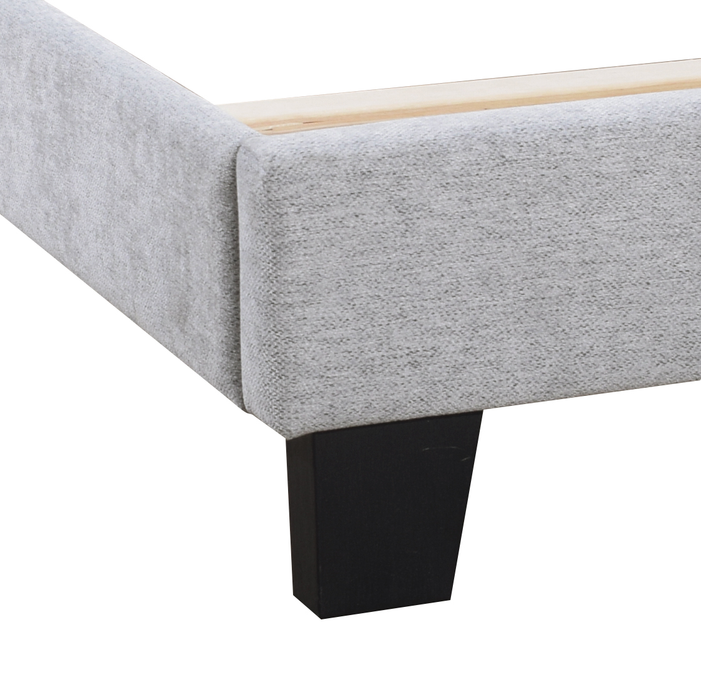 Lit rembourré Delta en tissu de polyester gris - format très grand lit