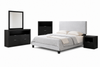 Delta Upholstered Bed in Grey Polyester Fabric - King Size | Lit rembourré Delta en tissu de polyester gris - format très grand lit