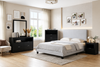 Delta Upholstered Bed in Grey Polyester Fabric - King Size | Lit rembourré Delta en tissu de polyester gris - format très grand lit