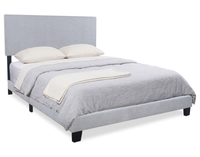 Lit rembourré Delta en tissu de polyester gris - format grand lit