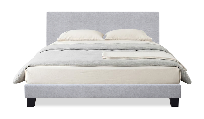 Lit rembourré Delta en tissu de polyester gris - format grand lit