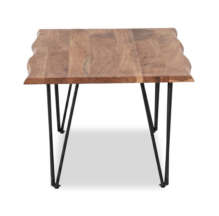 Table à café industrielle Dillon de 45 po avec pattes de style épingle en fer - acacia naturel