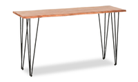 Table de salon industrielle Dillon de 45 po avec pattes de style épingle en fer - acacia naturel