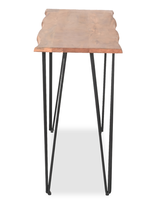 Table de salon industrielle Dillon de 45 po avec pattes de style épingle en fer - acacia naturel
