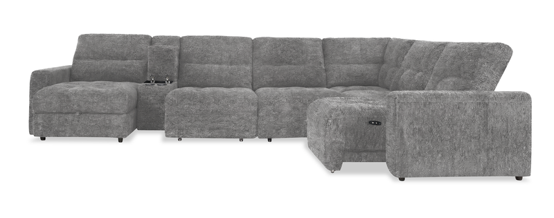 Sofa sectionnel modulaire à coulissement électrique de gauche Elevate de Scott Living 7 pièces en tissu de chenille avec rangement - gris