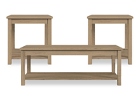 Ensemble de 3 tables contemporaines Eleanor de 48 po, table à café et 2 tables de bout - brun
