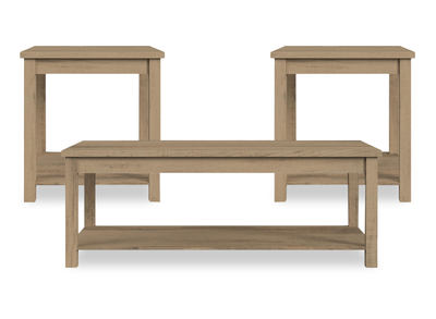 Eleanor 48” Contemporary 3-Pack Coffee + 2 End Tables - Brown | Ensemble de 3 tables contemporaines Eleanor de 48 po, table à café et 2 tables de bout - brun
