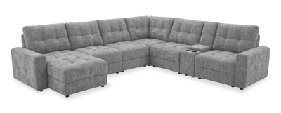 Scott Living Elevate Modular 7-Piece Left-Facing Chenille Fabric Power Reclining and Sliding Sectional - Grey | Sofa sectionnel modulaire à coulissement et inclinaison électriques de gauche Elevate de Scott Living 7 pièces en tissu de chenille - gris