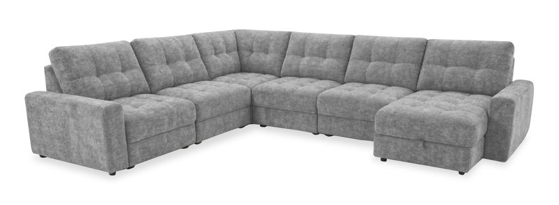 Sofa sectionnel modulaire à coulissement et inclinaison électriques de droite Elevate de Scott Living 6 pièces en tissu de chenille - gris