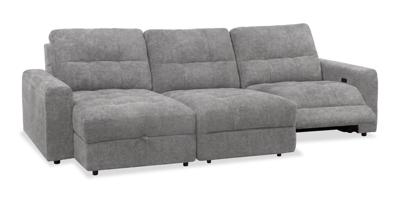 Sofa sectionnel modulaire à coulissement et inclinaison électriques de gauche Elevate de Scott Living 3 pièces en tissu de chenille - gris