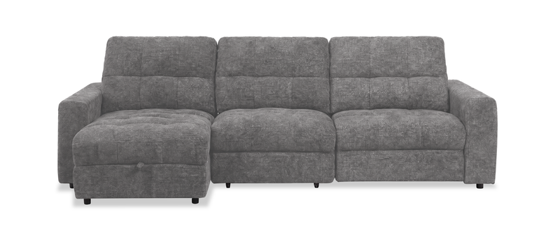 Sofa sectionnel modulaire à coulissement et inclinaison électriques de gauche Elevate de Scott Living 3 pièces en tissu de chenille - gris