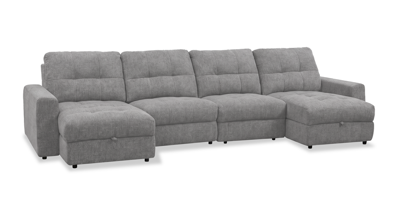 Sofa sectionnel modulaire à coulissement électrique Elevate de Scott Living 4 pièces en chenille avec 2 fauteuils longs de rangement - gris