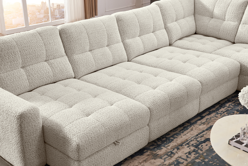 Sofa sectionnel modulaire à coulissement et inclinaison électriques de gauche Elevate de Scott Living 7 pièces en tissu de chenille - taupe