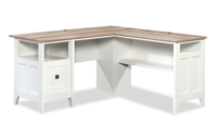 Bureau en forme de L Ellery de 58,74 po avec système de gestion des câbles - blanc doux