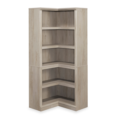 Elven 29.25” Corner Bookcase with 5 Open Shelves – Chalked Chestnut | Bibliothèque en coin Elven de 29,25 po avec 5 tablettes ouvertes - marron blanchi