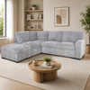Emerie 3-Piece Left-Facing Chenille Sleeper Sectional with Storage Ottoman – Grey | Sofa-lit sectionnel de gauche Emerie 3 pièces en chenille avec pouf de rangement - gris