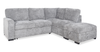 Sofa-lit sectionnel de droite Emerie 3 pièces en chenille avec pouf de rangement - gris