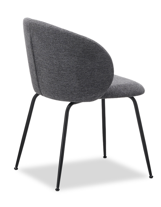 Chaise de salle à manger Evita en métal avec coussin de siège et dossier en tissu - grise