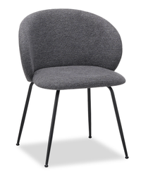  Chaise de salle à manger Evita en métal avec coussin de siège et dossier en tissu - grise