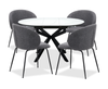 Ensemble de salle à manger Evita 5 pièces en pierre frittée avec table ronde de 41 po à 54 po (L) avec rallonge et 4 chaises grises - gris et noir 