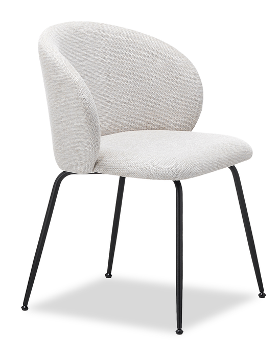 Chaise de salle à manger Evita en métal avec coussin de siège et dossier en tissu - beige