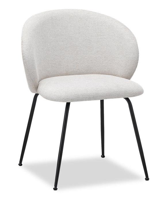 Chaise de salle à manger Evita en métal avec coussin de siège et dossier en tissu - beige