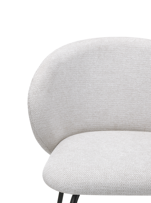 Chaise de salle à manger Evita en métal avec coussin de siège et dossier en tissu - beige