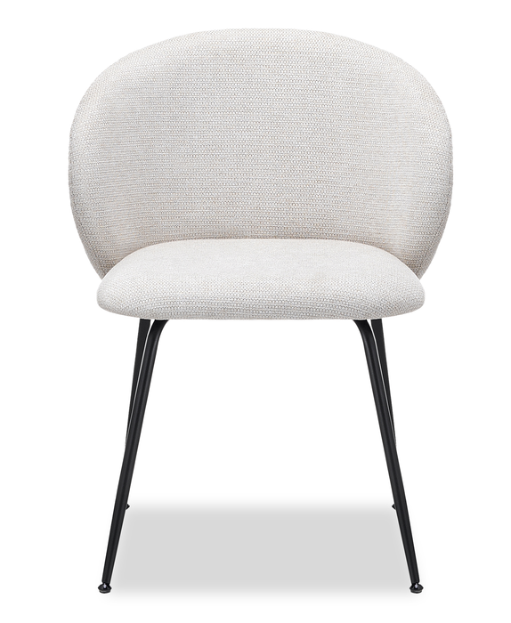 Chaise de salle à manger Evita en métal avec coussin de siège et dossier en tissu - beige