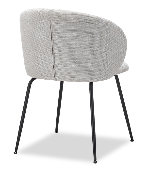 Chaise de salle à manger Evita en métal avec coussin de siège et dossier en tissu - beige